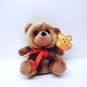 Paul Imports Teddy Bear Tan Plush German Ribbon Hanger Stuffed Animal 4.5"